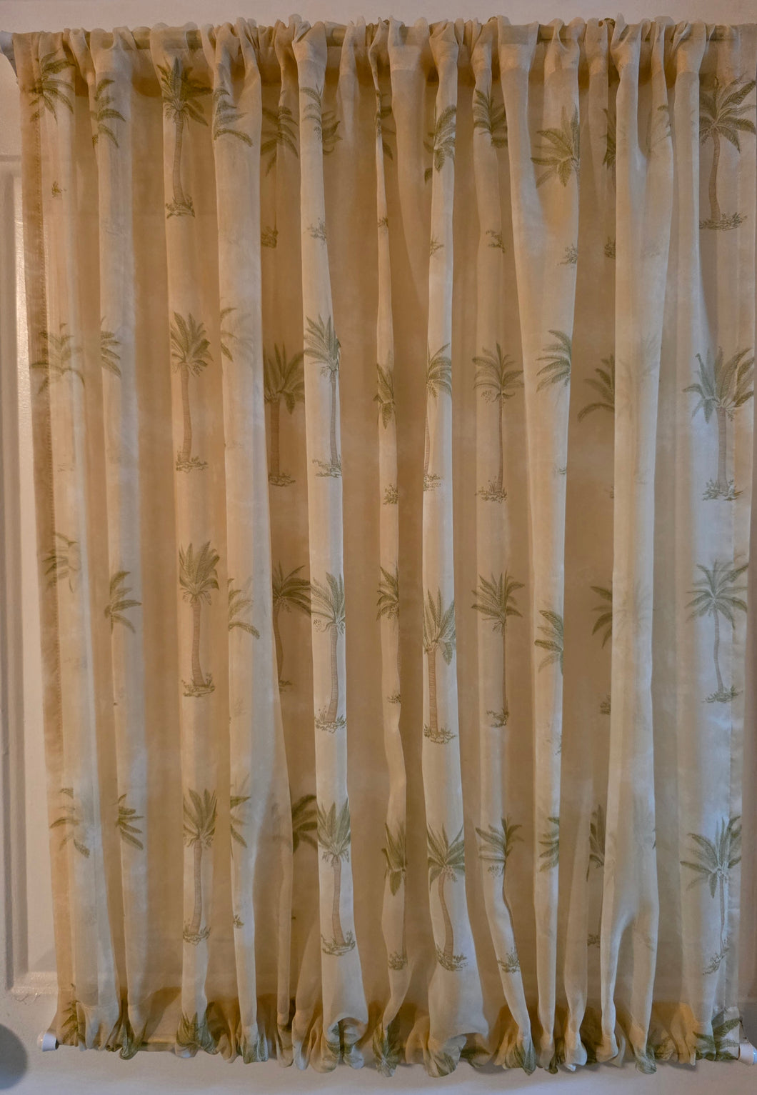 Ready-Made Half Door Curtain-Palm Tree Sheer